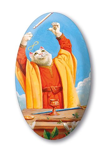 Tarot Magnet White Cats (Magician) (SCA)