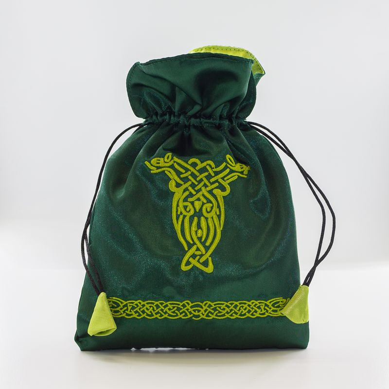 Bolsa Tarot Seda Verde 23 x 16 cm (Motivo Celta) x    ...