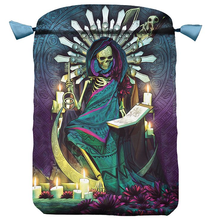 Bolsa Tarot Santa Muerte - Seda 23 x 16 cm (azul)     ...
